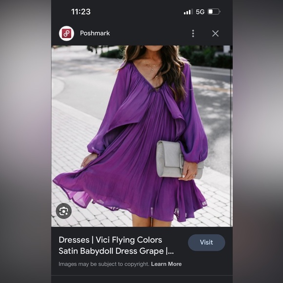 Vici “Flying Colors” satin babydoll dress-Blue - Picture 5 of 5